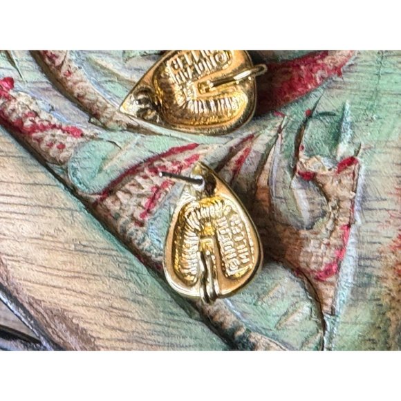 Nolan Miller Gold Tone Crystal Teardrop Earrings Pierced - Picture 5 of 7